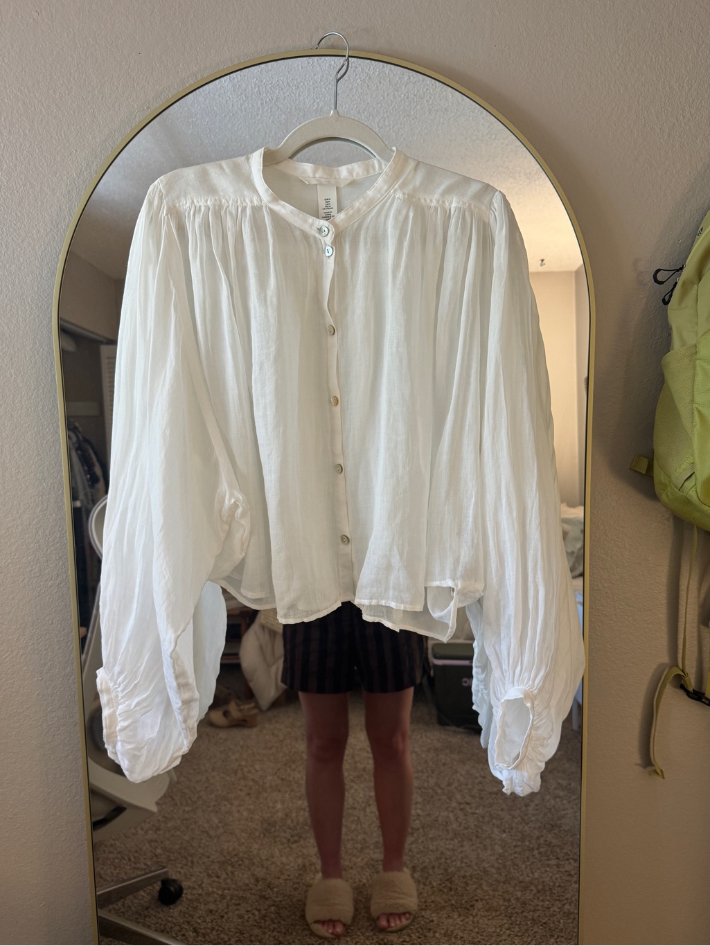 H&M Linen Button-Front Peasant Blouse